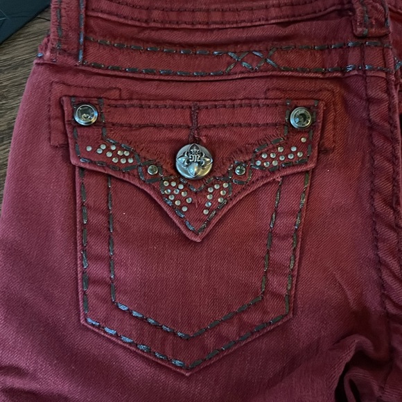 Girls Miss Me Jeans Signature Rise Skinny Red/Cabernet Flap Pockets , skinny,  s - Picture 5 of 5